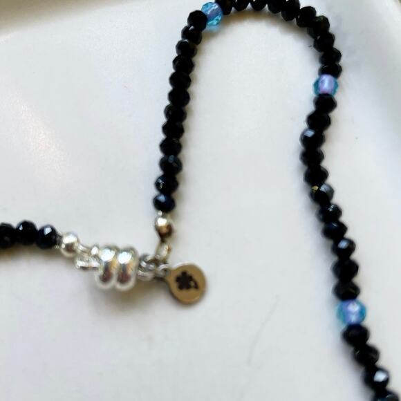 Artisan Made, Black Faceted Stone Necklace, 19", Minimalist, Magnetic Clasp - Picture 3 of 5